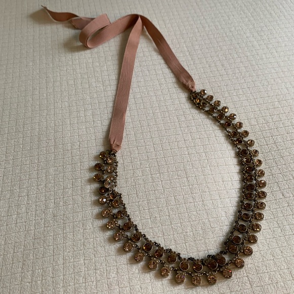 J.Crew copper & bronze bejeweled ribbon necklace - Picture 7 of 16